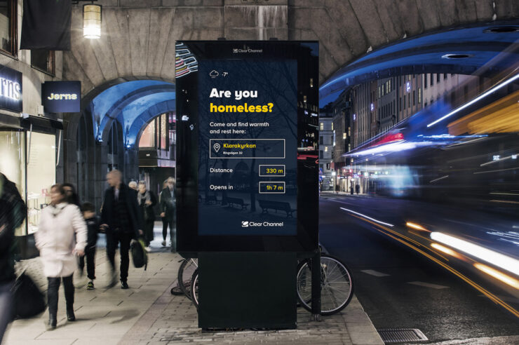 Image for City replaces adverts with directions to homeless shelters this winter