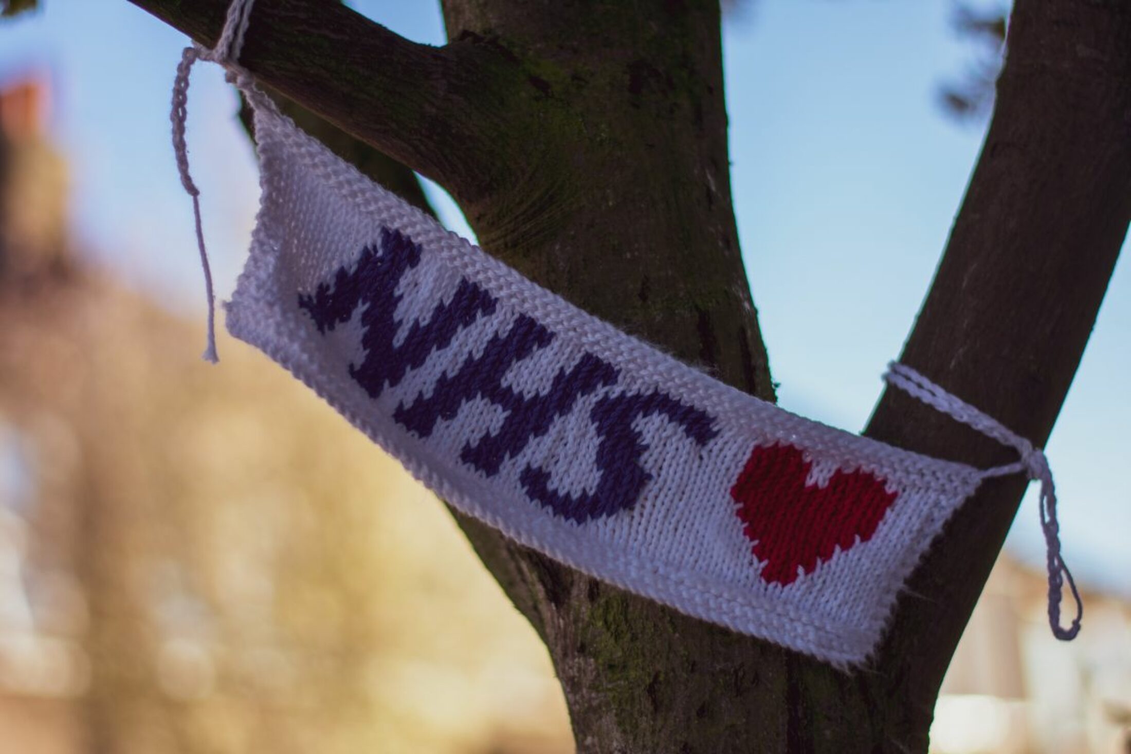 A knitted NHS banner